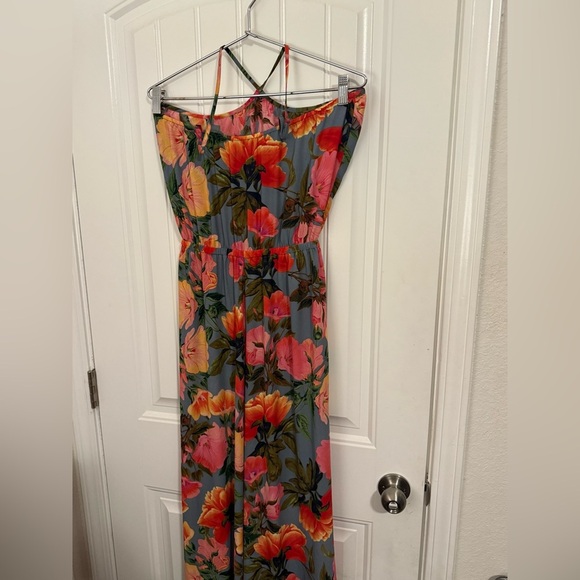Show Me Your MuMu Womens Jennifer Jumpsuit Floral Sz M Halter Neck Wide Leg - Picture 4 of 11